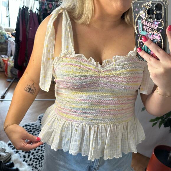 LoveShackFancy Smocked Bucky Tank in Butter Yellow Size medium - Picture 3 of 4